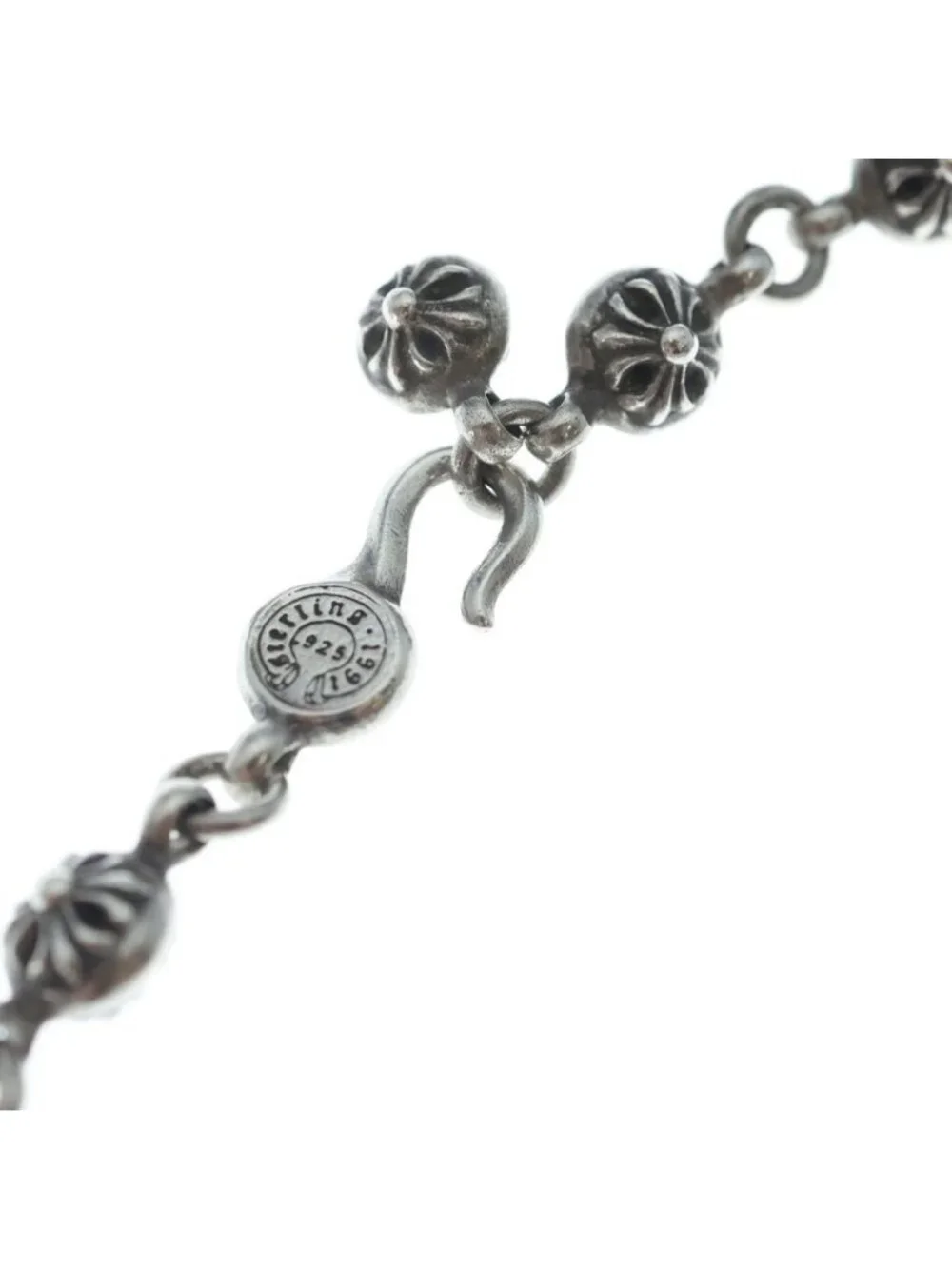 Chrome Hearts 1 Crsbl Chn Filig Crs Cross Ball Chain Filigree XS Necklace Silver